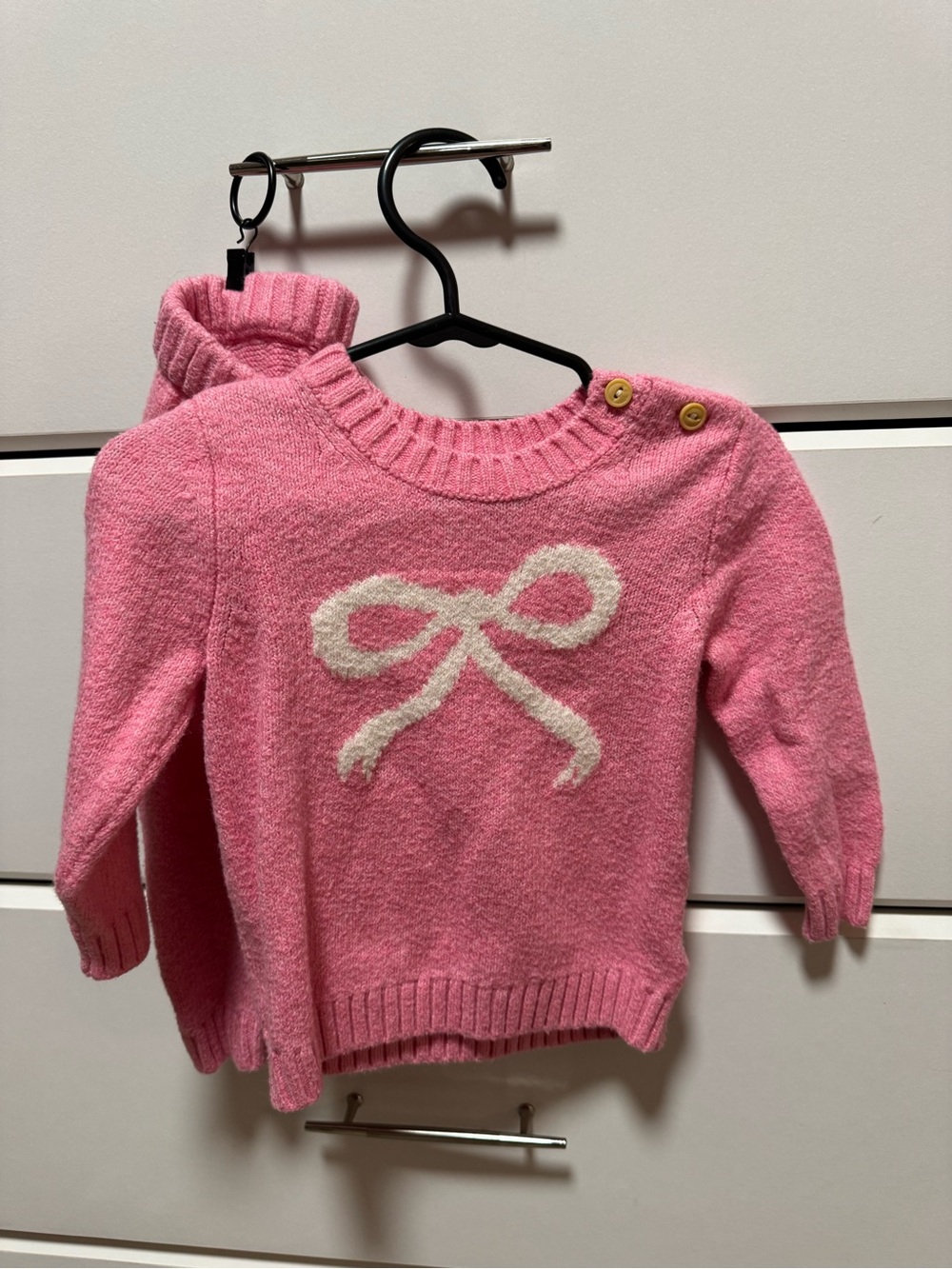 Old Navy Pink Sweater with Cream Bow set